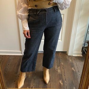 Jill Stuart Jeans Cropped Wide Leg Denim Jeans rigid denim